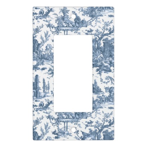 Vintage Rustic Farm French Toile_Blue  White Light Switch Cover