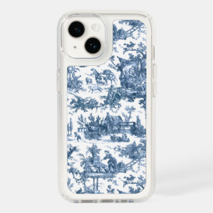 Vintage Rustic Farm French Toile-Blue & White Speck iPhone 14 Case