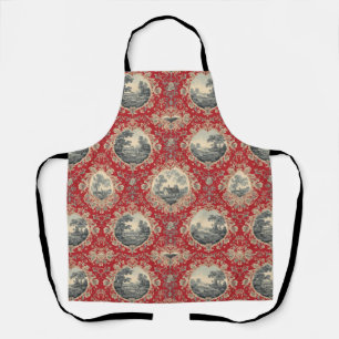 Vintage Rustic Farm French Toile Floral pattern Apron