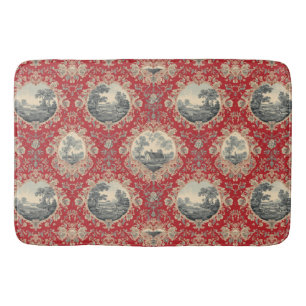 Vintage Rustic Farm French Toile Floral pattern Bath Mat