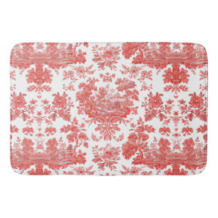 Vintage Rustic Farm French Toile Floral pattern Bath Mat