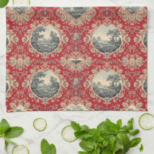  Vintage Rustic Farm French Toile Floral pattern Kitchen Towel
