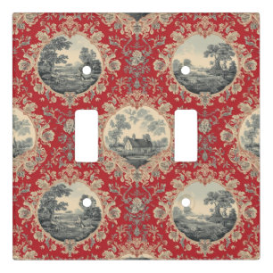 Vintage Rustic Farm French Toile Floral pattern Light Switch Cover