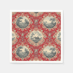 Vintage Rustic Farm French Toile Floral pattern Napkins