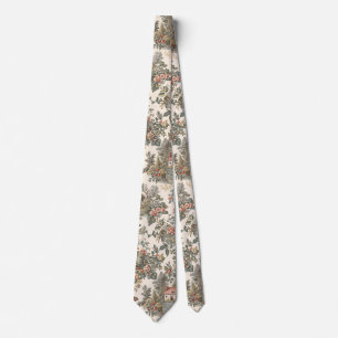 Vintage Rustic Farm French Toile Floral pattern Neck Tie