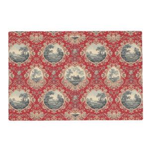 Vintage Rustic Farm French Toile Floral pattern Placemat