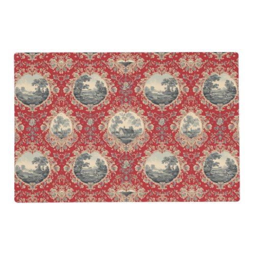 Vintage Rustic Farm French Toile Floral pattern Placemat