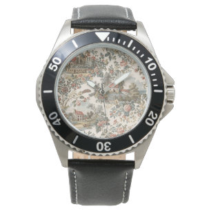 Vintage Rustic Farm French Toile Floral pattern Watch