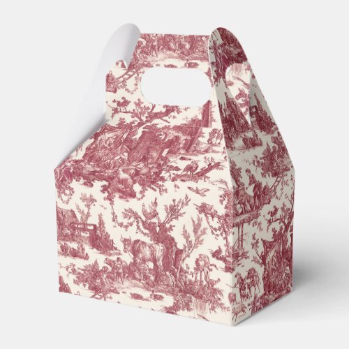 Vintage Rustic Farm French Toile_Red  Tan Favor Boxes
