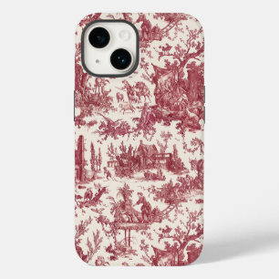 Vintage Rustic Farm French Toile-Red & Tan iPhone 14 Case