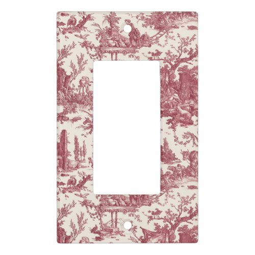 Vintage Rustic Farm French Toile_Red  Tan Light Switch Cover