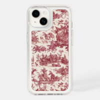 Vintage Rustic Farm French Toile-Red & Tan