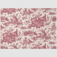 Vintage Rustic Farm French Toile-Red & Tan