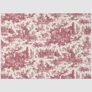 Vintage Rustic Farm French Toile-Red & Tan Tissue Paper