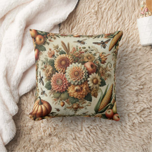 Vintage Rustic Farmhouse Fall Autumn Country Throw Pillow