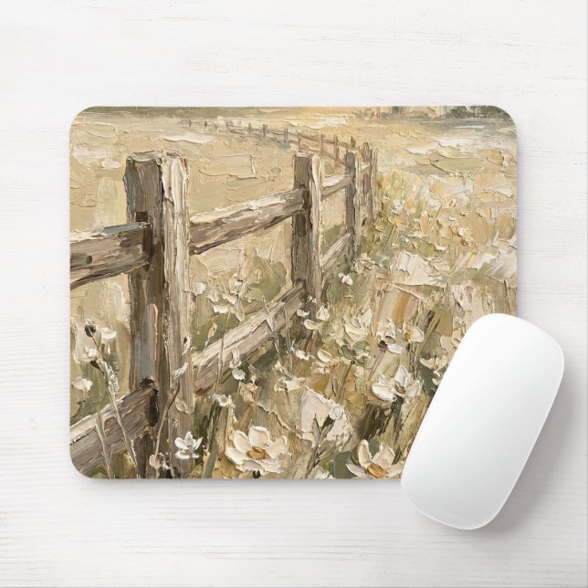 Vintage Rustic Farmhouse Landscape Mouse Pad (With Mouse)