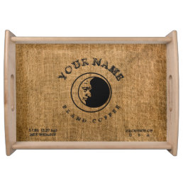 Vintage Rustic Faux Burlap Coffee Sack Template Serving Tray