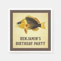 Retro 30th Birthday Fishing Gift Turning 30 Bass Napkins