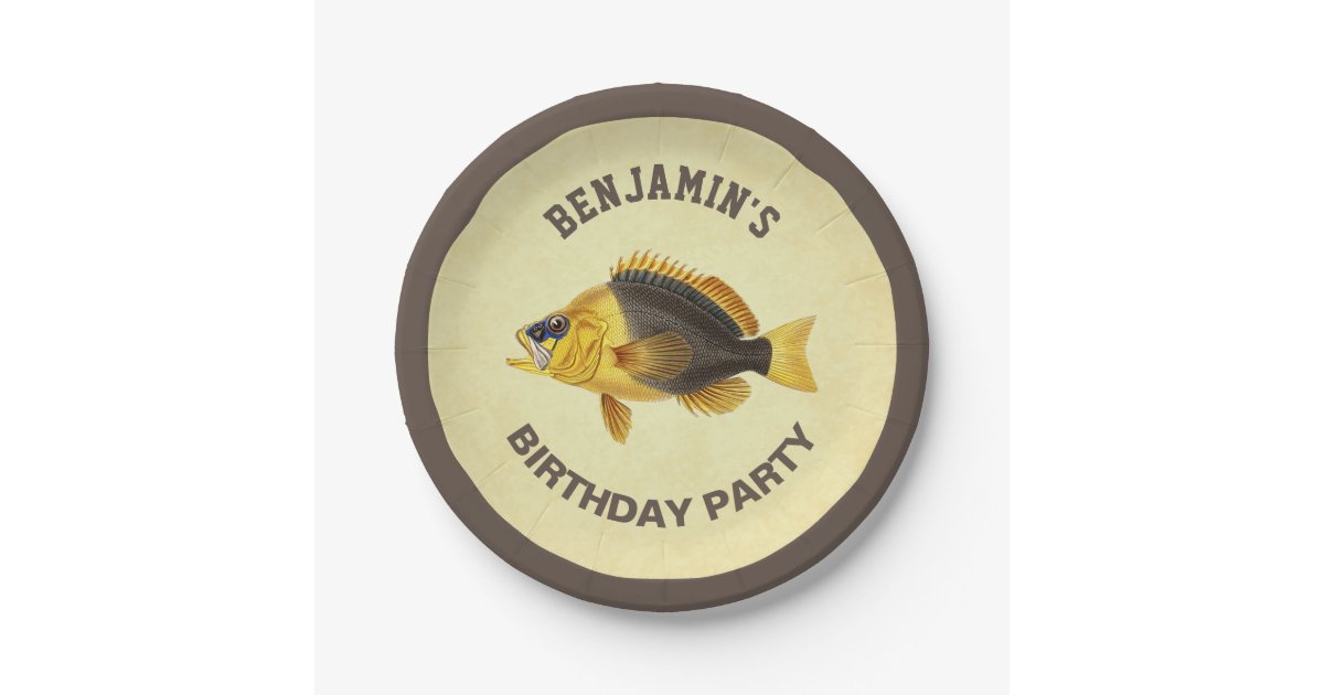 Vintage Rustic Fishing Birthday Party Paper Plates