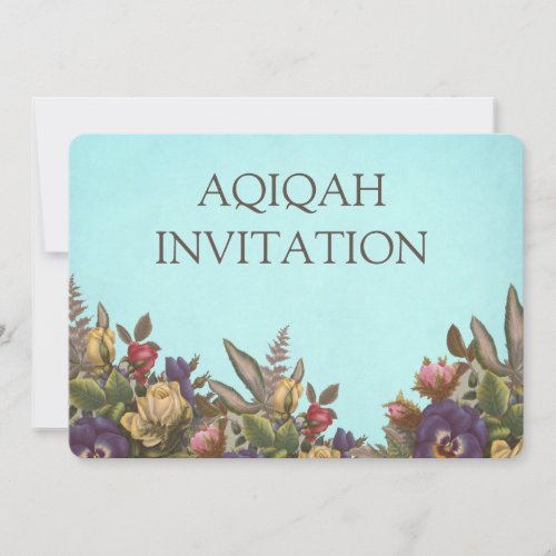 Vintage Rustic Floral Baby Girl Aqiqah Invitation