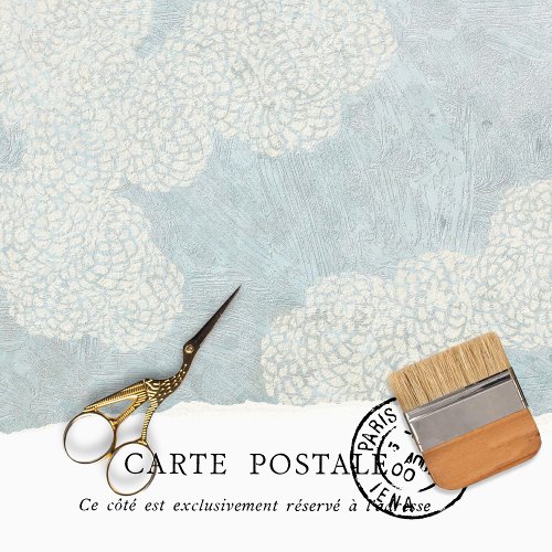 Vintage Rustic Floral Blue Texture Decoupage  Tissue Paper