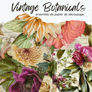Vintage Rustic Floral Botanical Decoupage Wrapping Paper Sheets