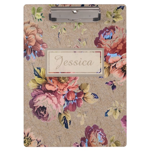 Vintage Rustic Floral Clipboard (Front)