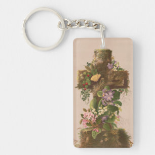 Vintage Rustic Floral Cross, Easter Card, Keychain