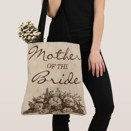 Vintage Rustic Floral Custom Mother of the Bride Tote Bag