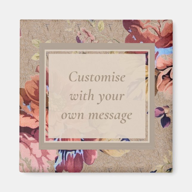 Vintage Rustic Floral Custom Text Magnet (Front)