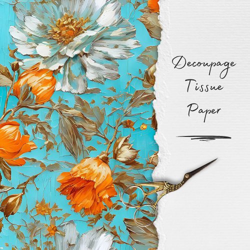 Vintage Rustic Floral Decoupage  Tissue Paper