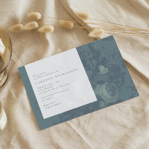 Vintage Rustic Floral Dusky Teal Bridal Shower Invitation