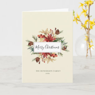 Vintage Rustic Floral Merry Christmas Holiday Card