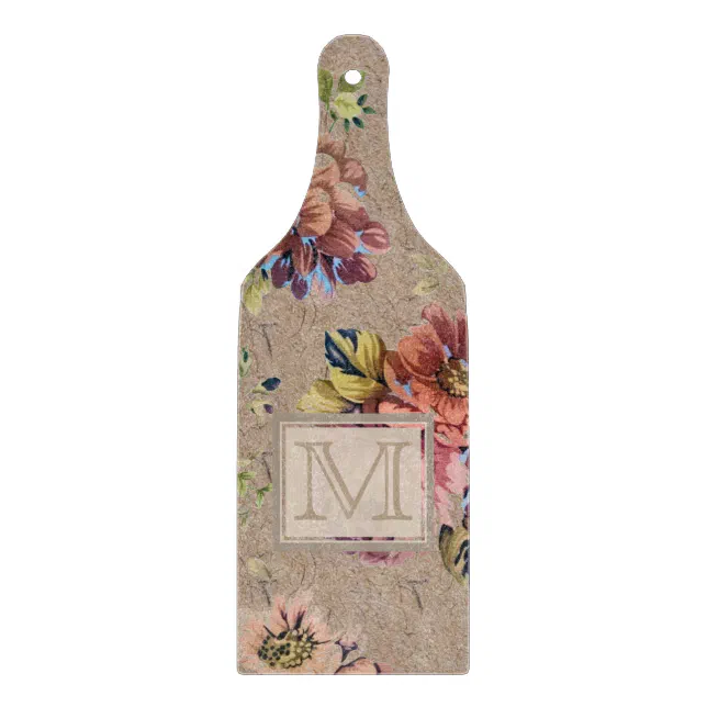 Discover Vintage Rustic Floral Monogram Cutting Board