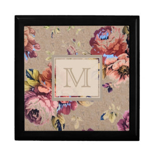Vintage Rustic Floral Monogram Gift Box