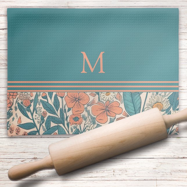 Vintage Rustic Floral Monogram  Kitchen Towel (Creator Uploaded)