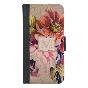 Vintage Rustic Floral Monogrammed iPhone 8/7 Wallet Case