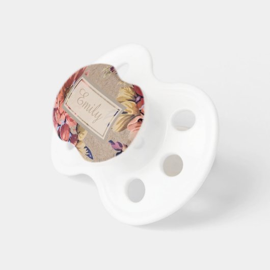 Vintage Rustic Floral Pacifier (Front Right)