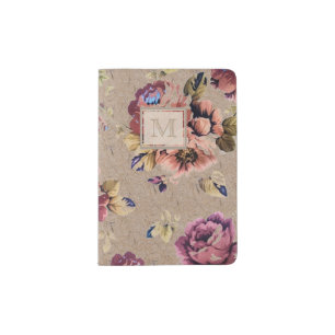 Vintage Rustic Floral Passport Holder