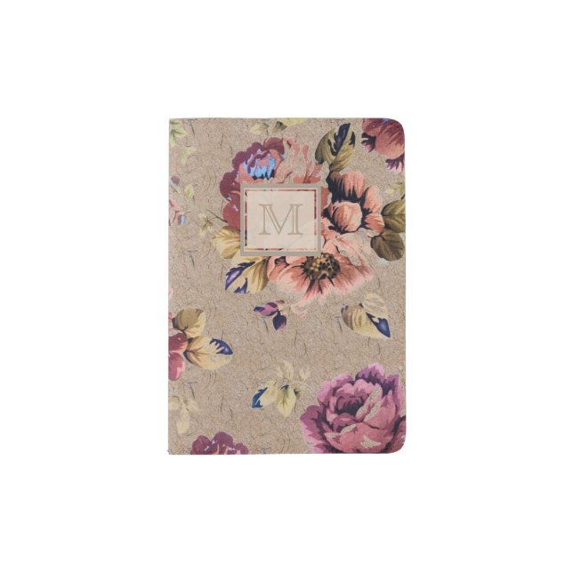 Vintage Rustic Floral Passport Holder (Front)