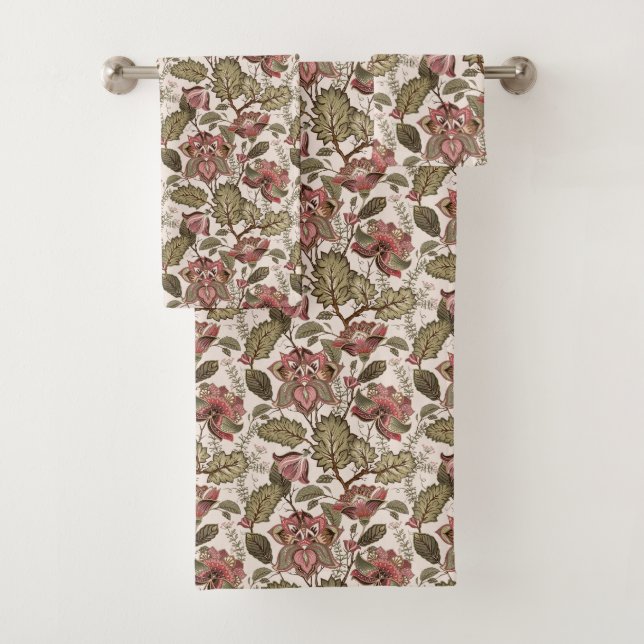 Vintage Rustic Floral Shower Curtain Bath Towel Set (Insitu)