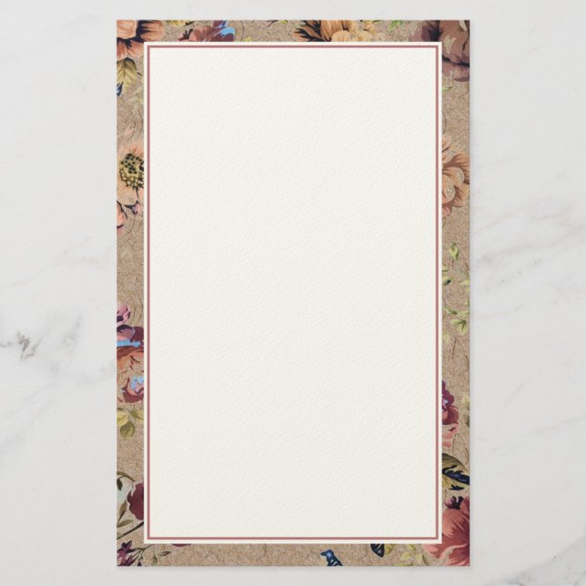 Vintage Rustic Floral Stationery (Front)