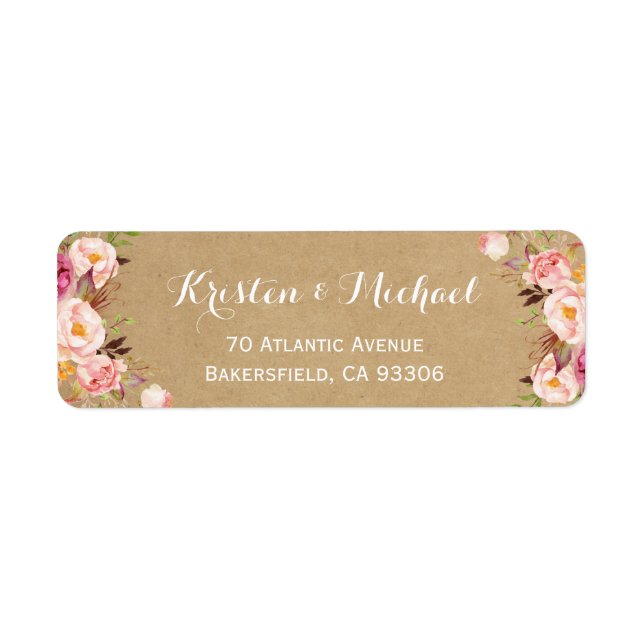 Vintage Rustic Floral Wrapping Kraft Label (Front)