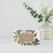 Vintage Rustic Florals Business Card (Standing Front)