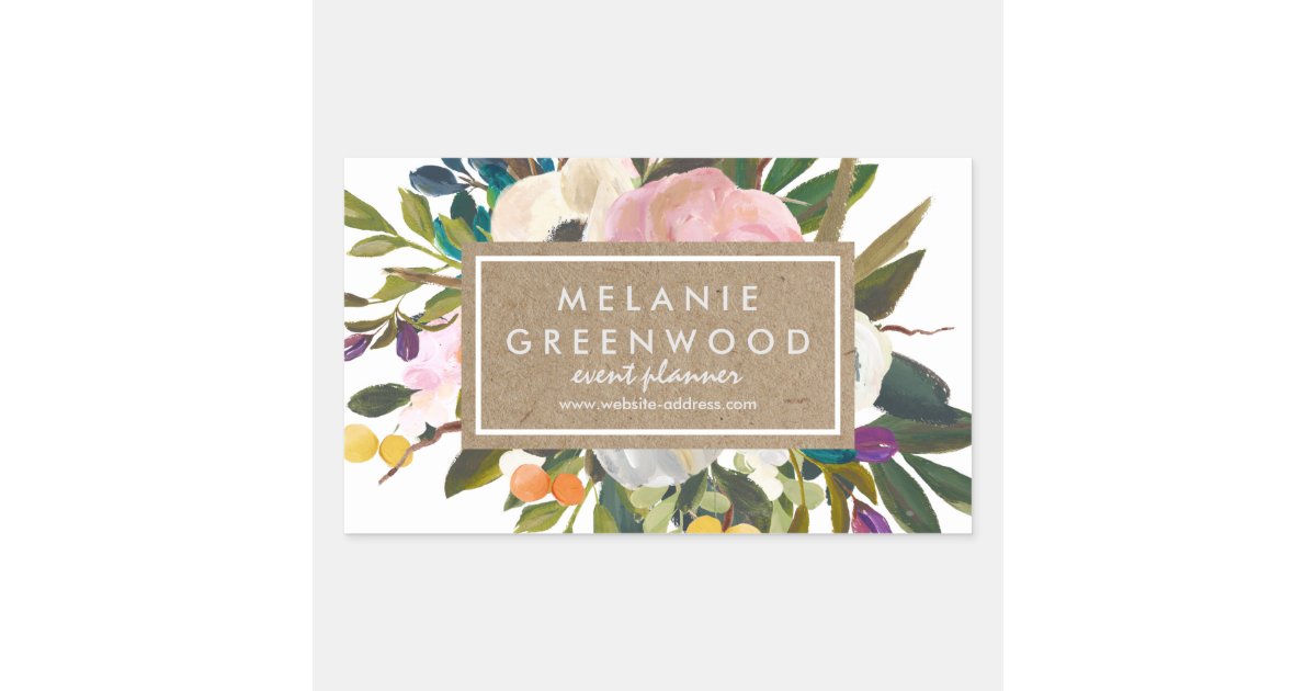 Vintage Rustic Florals Rectangular Sticker | Zazzle