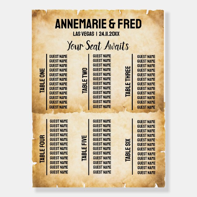 Vintage Rustic Flourish Parchment Wedding Poster (Front)