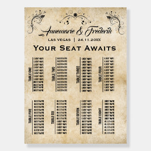 Vintage Rustic Flourish Parchment Wedding Poster
