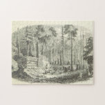 [ Thumbnail: Vintage Rustic Forest Cabin Scene Jigsaw Puzzle ]
