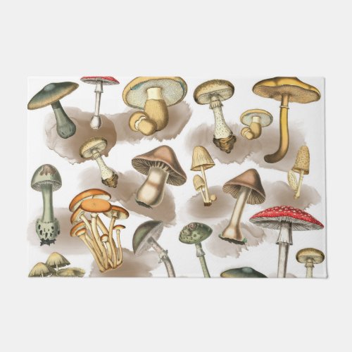 Vintage Rustic Forest Mushrooms Doormat