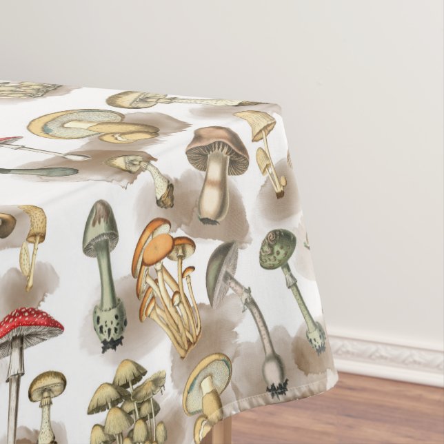 Vintage Rustic Forest Mushrooms Tablecloth (In Situ)